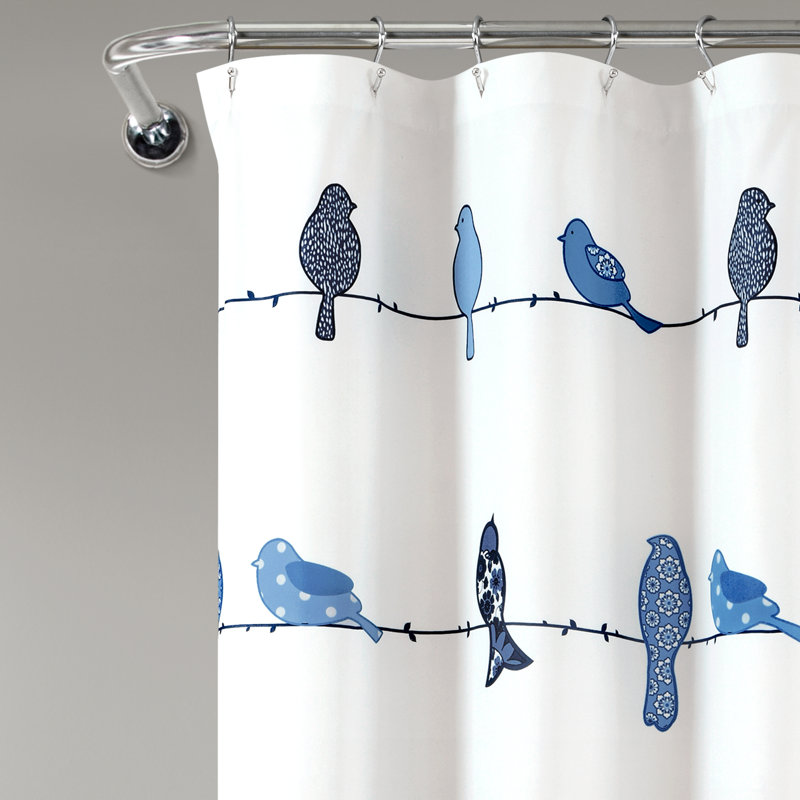 Recio Polyester Shower Curtain, Navy