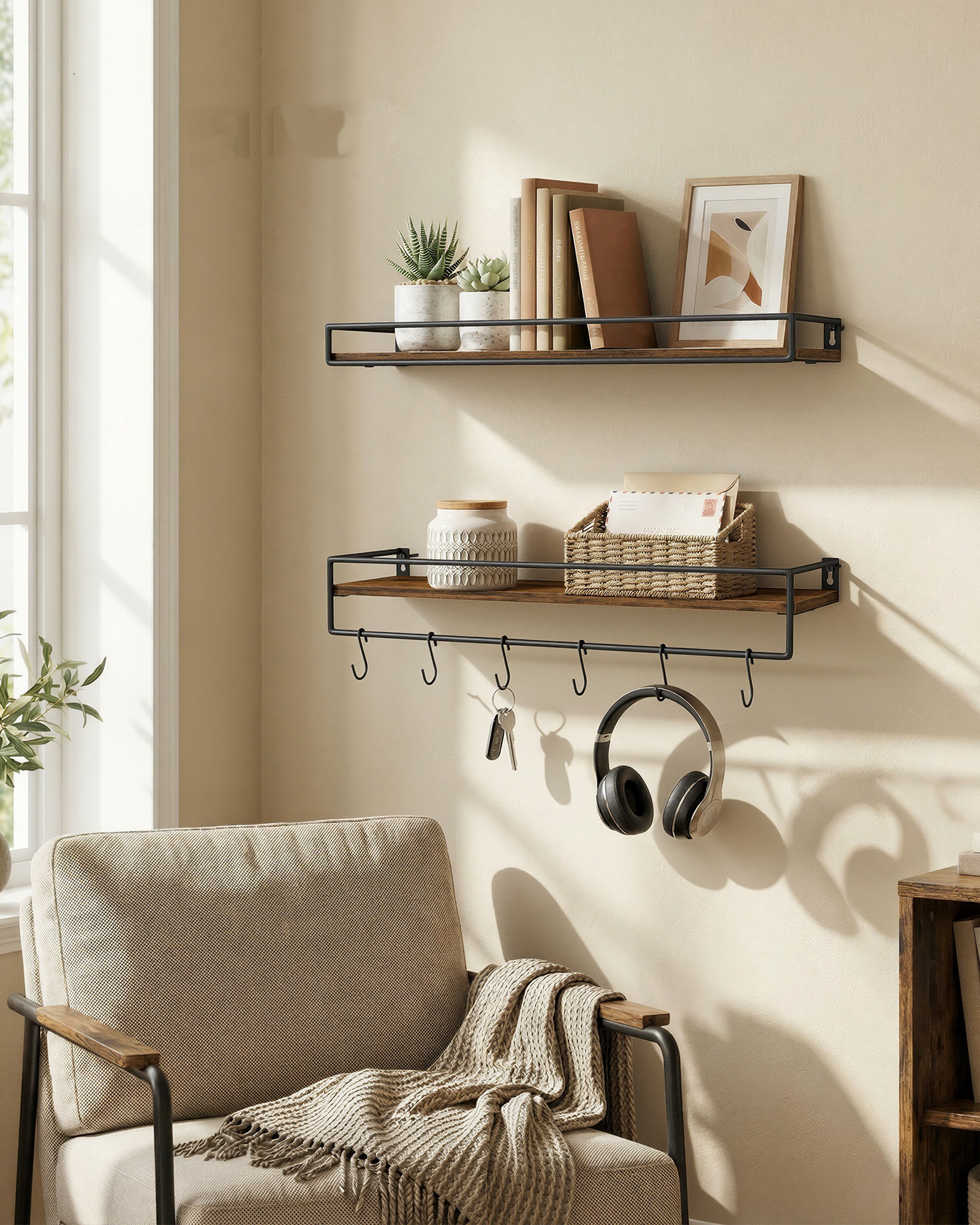 Trent Austin Design Spice Racks, Set Of 2, Floating Shelves With Guard ...