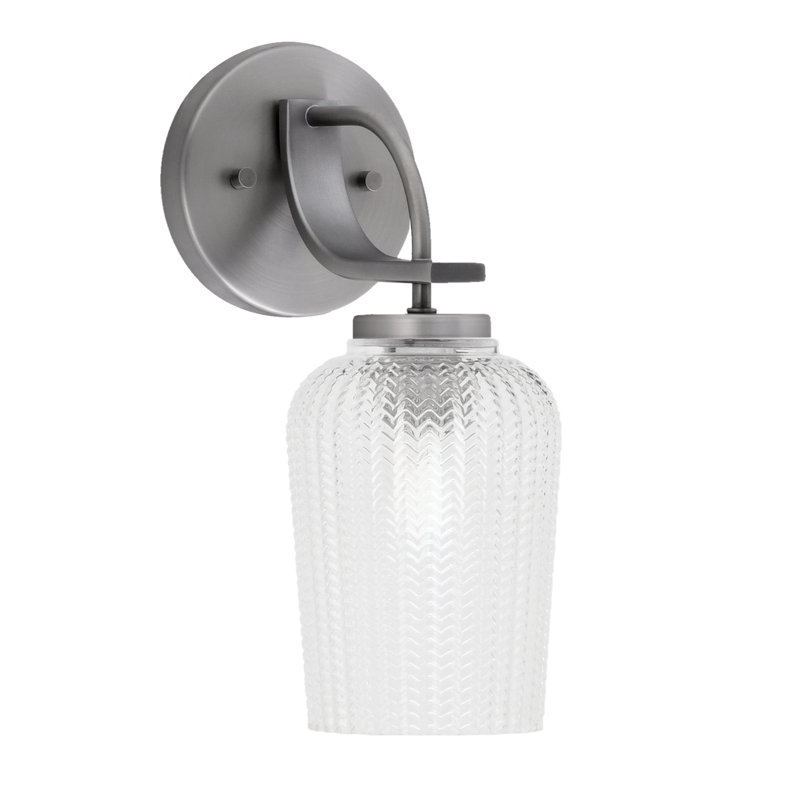 Cavella Wall Sconce Shown With 5" Glass, Graphite, Clear Textured