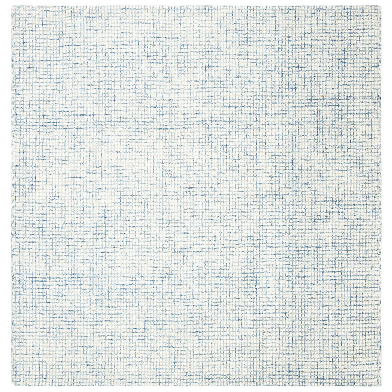 Tapis ivoire / bleu fait à la main Rowe, Carré 6 pi