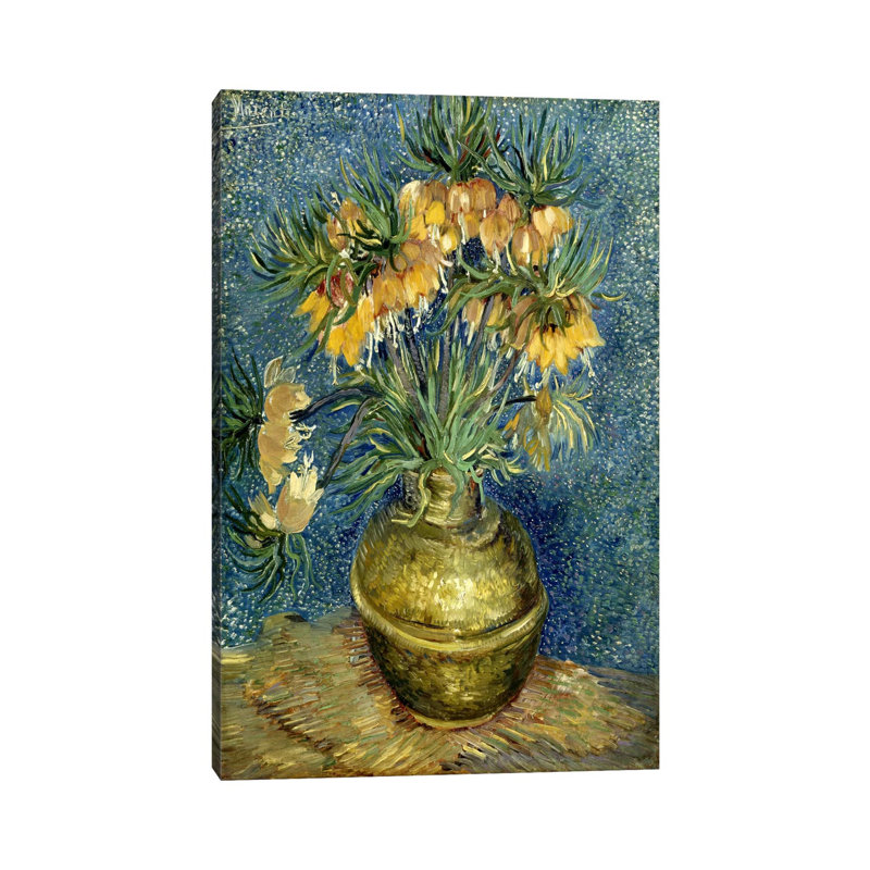 Crown Imperial Fritillaries In A Copper Vase, 1886 by Vincent Van Gogh - Floater Frame Painting on Canvas, Canvas