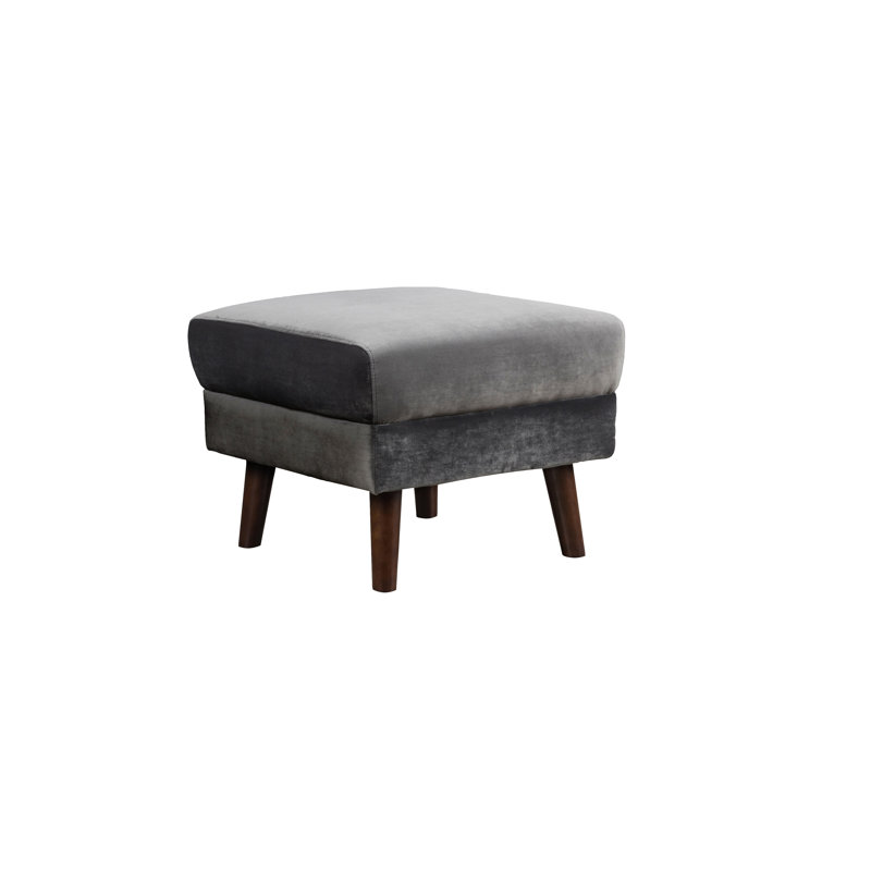 Repose-pieds contemporain en velours bleu, Velours gris