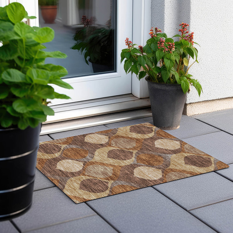 Tapis d'entrée / extérieur antidérapant Caziyah, Rectangle 1 pi 8 po x 2 pi 6 po