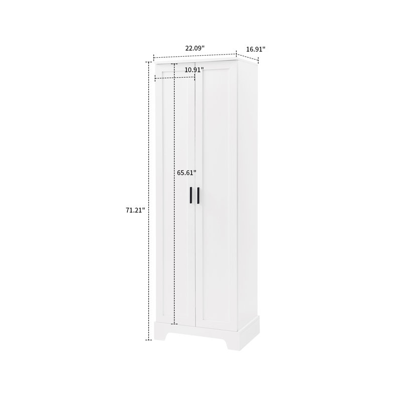 Tall Freestanding Storage Bathroom with high quality MDF board, Adjustable and Fixed Shelves, White