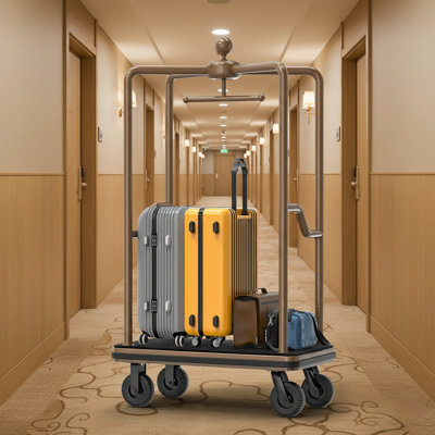 Chariot à bagages d'hôtel 1500 lb avec plateau en acier inoxydable bronze