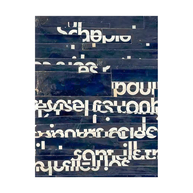 Text 2 Abstract - Single Picture Frame Print, 190.5 cm H x 139.7 cm W, Gloss Black