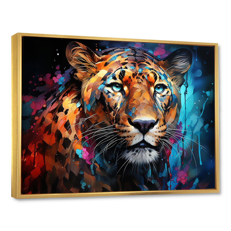 Pop Art Wild Elegance Tiger Harmony, Cadre flottant doré, H 12 po x l 20 po x P 1 po