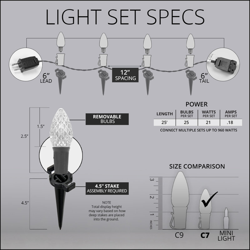 OptiCore Shatterproof LED Luminary & Pathway Lights, 25 feet