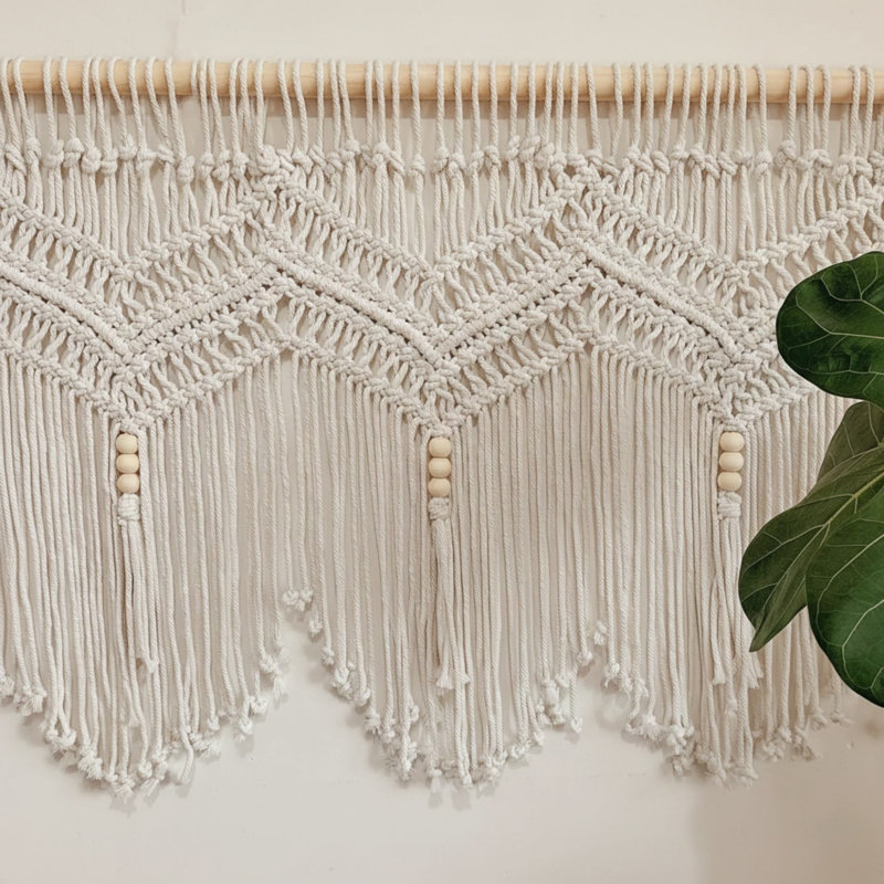 Boho-inspired 52''w Macrame Doorway Curtain