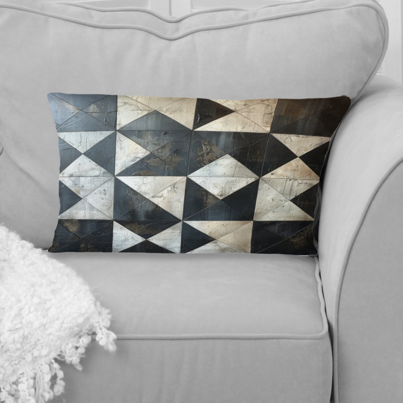 Coussin lombaire traditionnel blanc et noir I