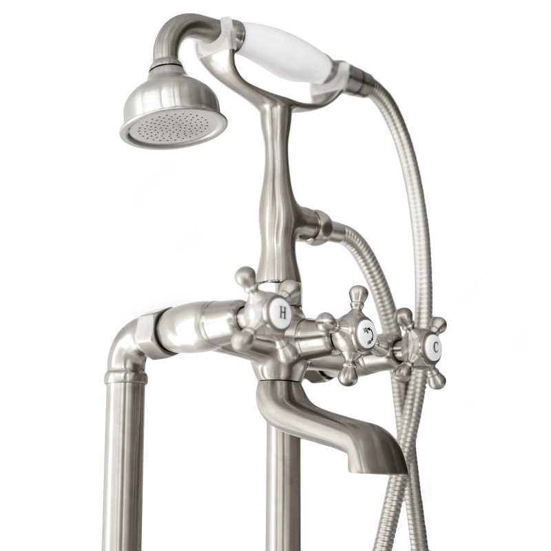 SevenFalls Floor Tub Spout with Diverter, Brushed Nickel