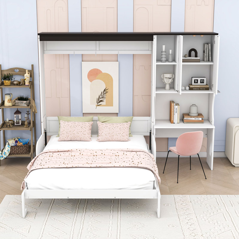 Lit escamotable avec bureau et armoire de rangement Murphy, Double 