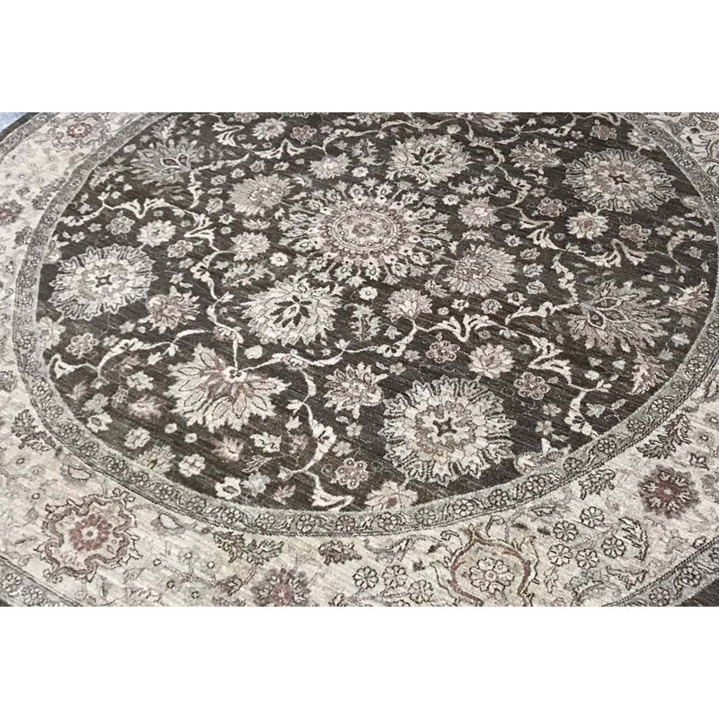 Tapis brun et crème de haute qualité noué à la main