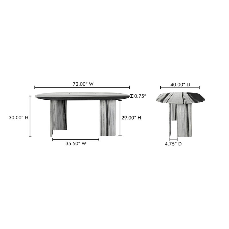 Celia Oval Marble Dining Table, Panda