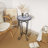 French Country Style Outdoor Side Table with Weather-Resistant Ceramic Top-667798199