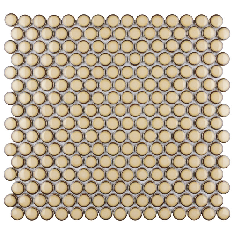 Hudson Penny Round .80" x .80" Porcelain Penny Round Mosaic Wall & Floor Tile, Café