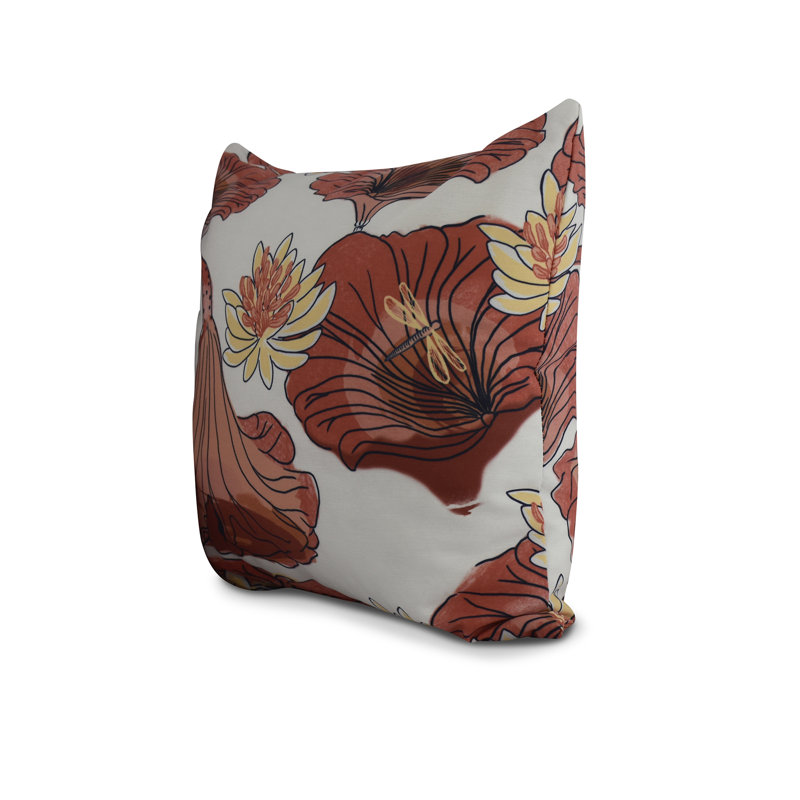 Cuban Flare Floral Reversible Throw Pillow, Red/Orange, 20" x 20"