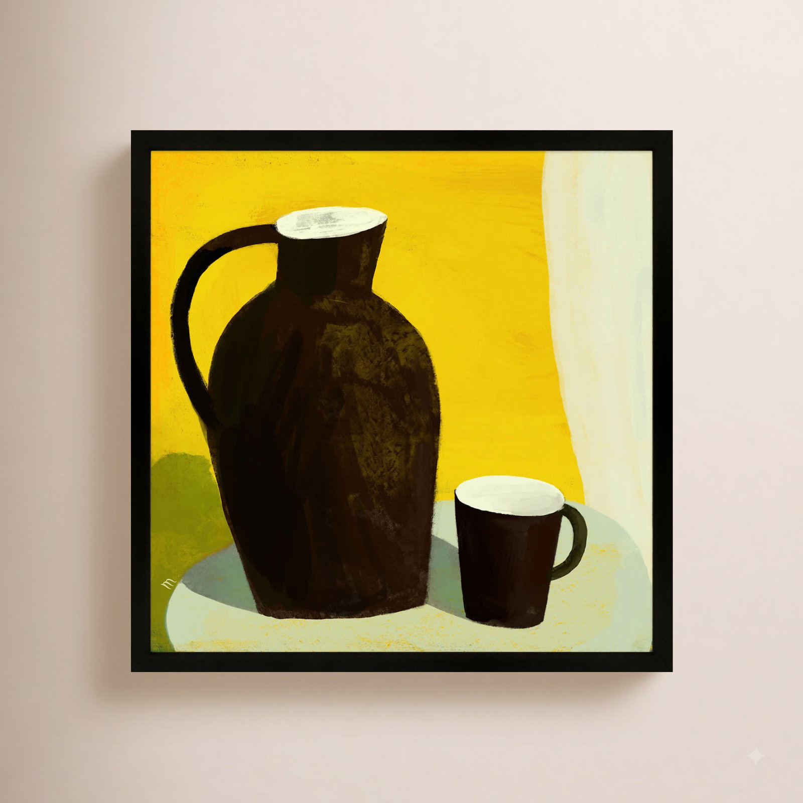 Julina "The Yellow Room" Painting, Black, 24" H x 24" W x 1.25" D