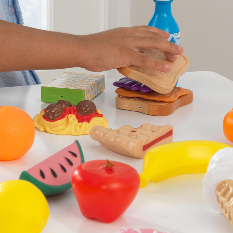 30-Piece Plastic Play Food Set with Fruits, Veggies, Sweets and More
