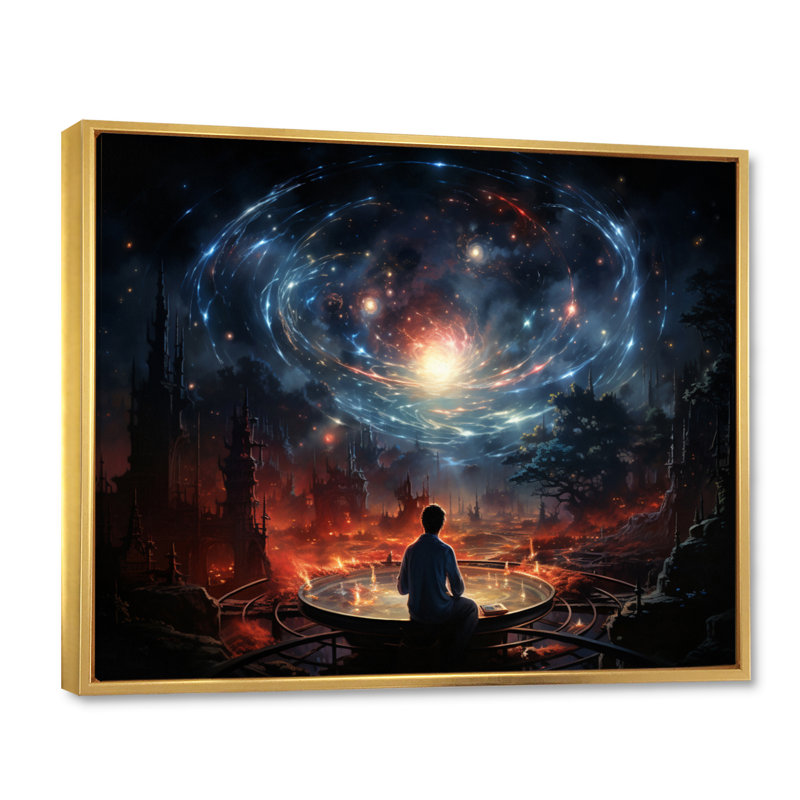 Marieke " Galaxy Luminous Voyage ", H 34 po x l 44 po x P 1,5 po, Cadre flottant doré