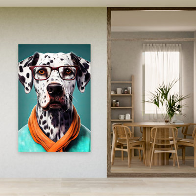 Hipster Dalmatian Dog Portrait, art mural contemporain