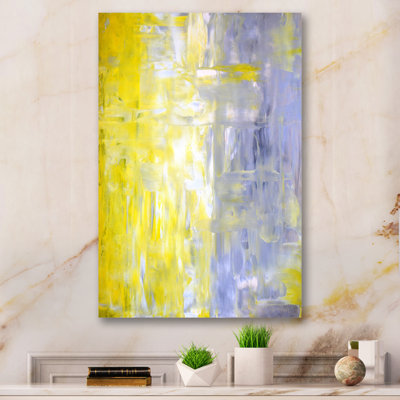 «Yellow and Gray Merging Abstract», art mural moderne et contemporain sur toile