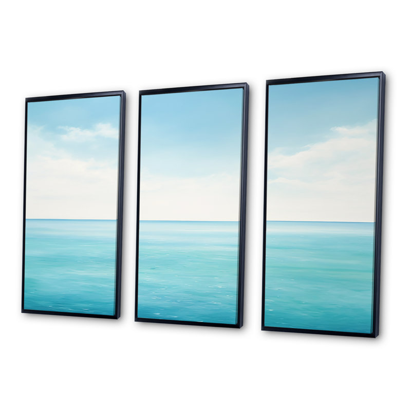 Ensemble de salon art mural océan Minimalisme Horizon Charm II, H 28 po x l 36 po x P 1 po, Cadre flottant noir