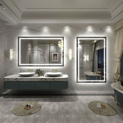 UL Certified Front & Back LED Anti-Fog Tempered Glass Framed Bathroom/Vanity Mirror - Basics by Wayfair™
