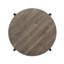 Table basse transitionnelle ronde avec tablette ouverte, meubles en bois d'ingénierie gris foncé et pieds en métal pour le salon