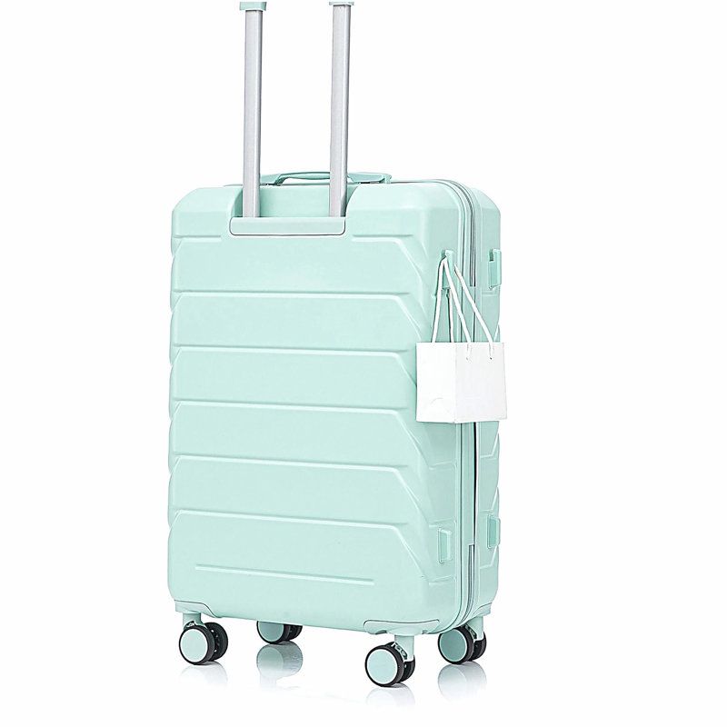 Grand bagage à carreaux en plastique dur 28 pouces ABS - Surface résistante aux égratignures Quatre roues multidirectionnelles, avec serrure à combinaison et crochets latéraux. (Vert menthe)