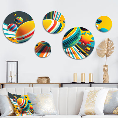 Pop Art Colorful Spheres V - Modern Geometric Metal Wall Décor