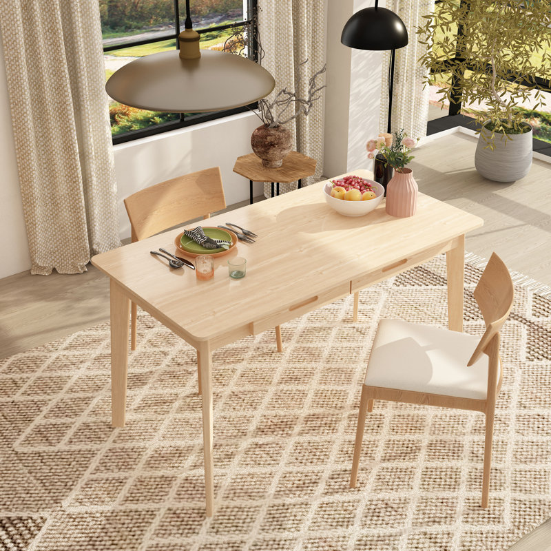 47.2" W Dining Table With 2 Drawer, Burllywood, Burllywood
