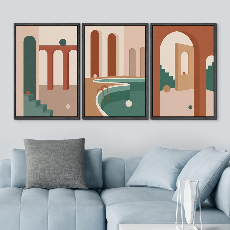 Architecture Building 3 - Pieces, 24" H x 48" W, Black