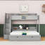 Lit simple superposé au dessus d'un lit double avec lit gigogne simple, tablettes intégrées, ports USB et éclairage à DEL-396772965