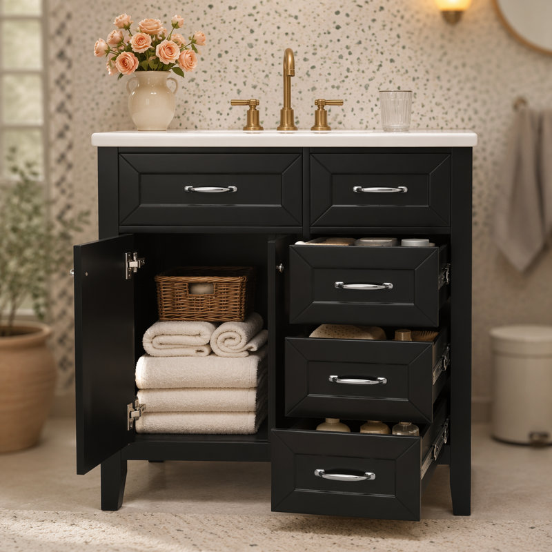 Single Bathroom Vanity with Ceramic Top