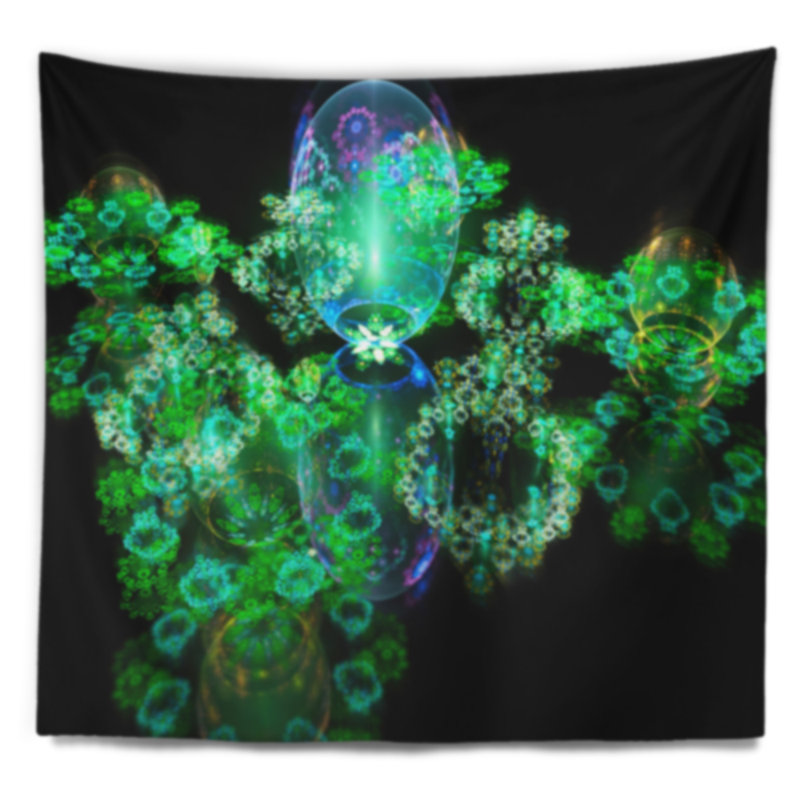 Tapisserie en miroir abstract green water chutes, H 32 po x l 39 po