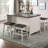 Off White And Dark Gray Counter Height Dining Table w Storage Cabinet Base Solidwood 1pc Table Dining Room Furniture