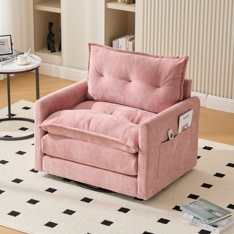 Fauteuil d'appoint pivotant à 360 ° Mid Century, Rose
