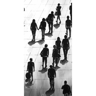 Silhouettes of people on the street - 15.75"x31.50" Desk mat