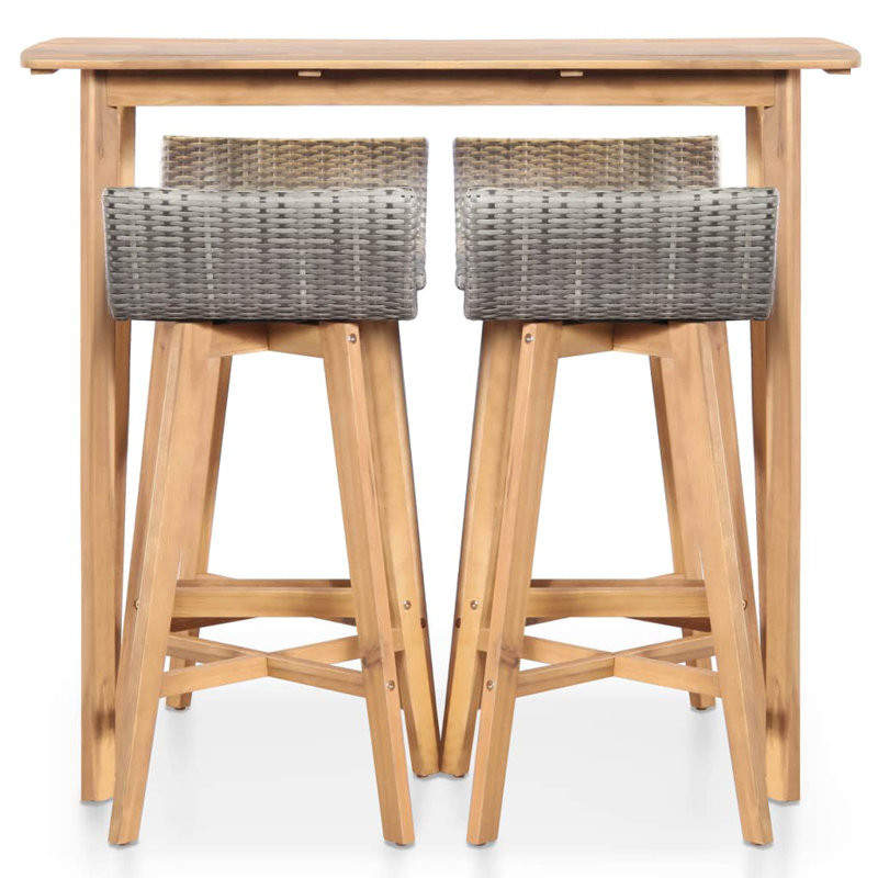 Fortney 4 - Person Wood Patio Dining Set with Rectangular Table, brown