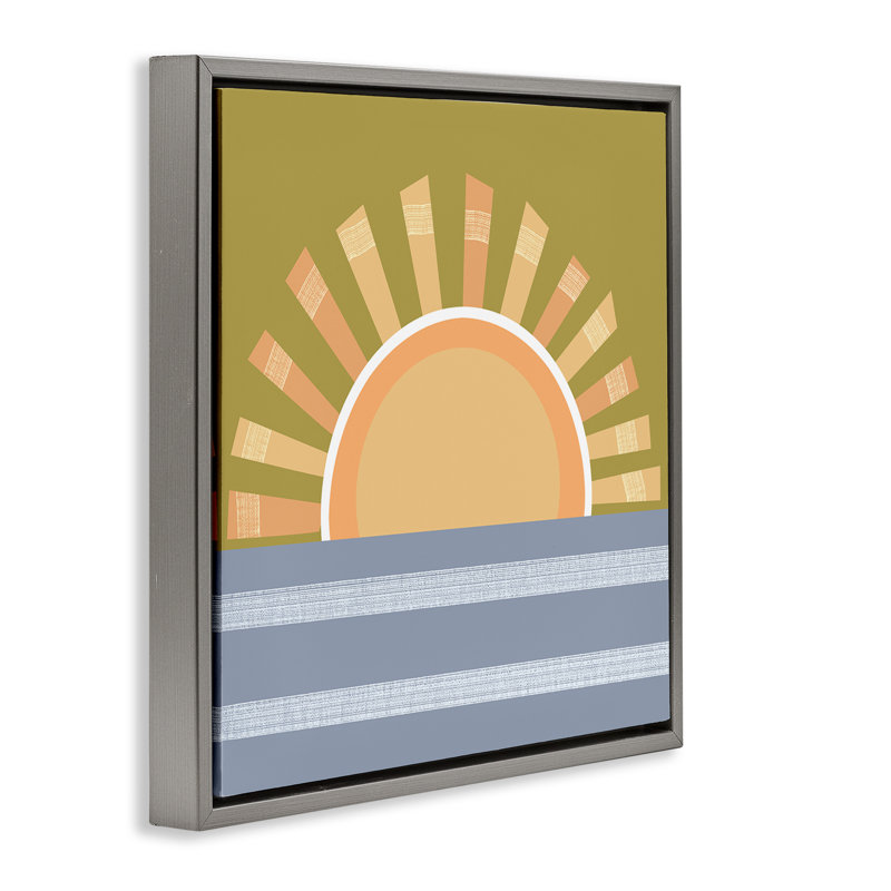 «Rising Sun Over Ocean» par Tina Finn, Cadre flottant gris lustré, H 25 po x l 25 po