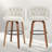 Counter Height Upholstered Swivel Bar Stools Set of 2, Modern Kitchen Island Chairs with Wide Backrest, Solid Wood Legs & Nailhead Trim-932342684-932342687