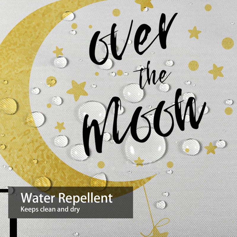 Moon Cute Lover Golden Stars Romantic Shower Curtain with 12 Hooks, L 72 po x l 84 po
