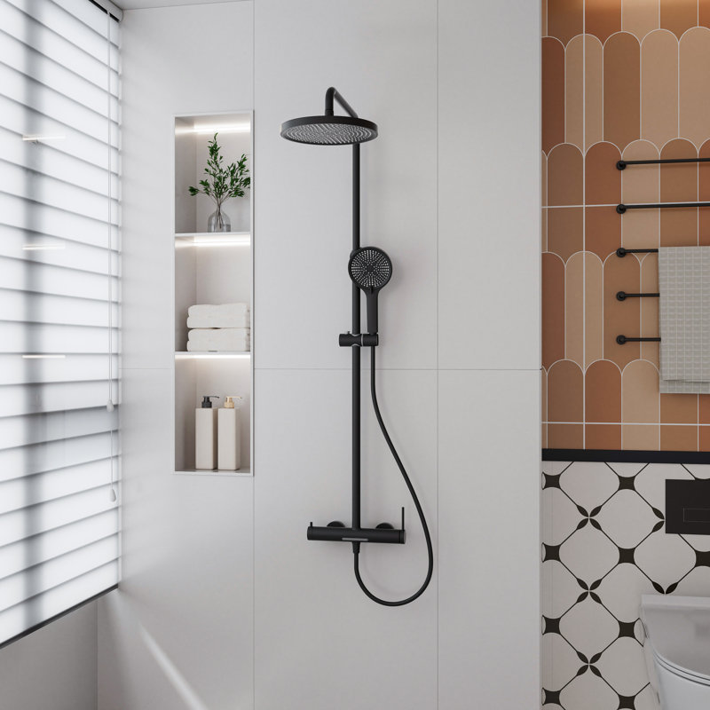 10 inch 3 Function Complete Shower System with Slide Bar 1.6GPM, Matte Black