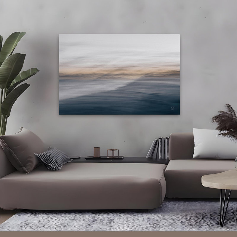 Waves Move Me III Coastal; Nautique abstrait bleu gris brun côtier, H 48 po x l 32 po
