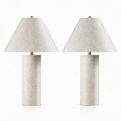 Set of 2 22.75"H White Resin Table Lamps with USB A & C Ports for Bedroom Nightstand