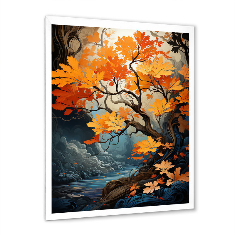 «Maple Tree Neon Vibrancy I» sur toile, Cadre photo blanc, H 40 po x l 30 po x P 1,5 po