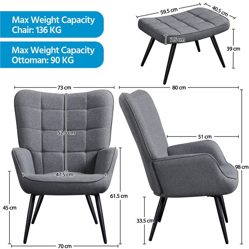 Upholstered Accent Chair with Footstool