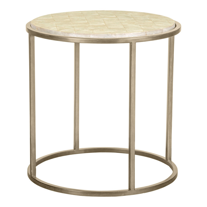 End Table, White Capiz/Luxe