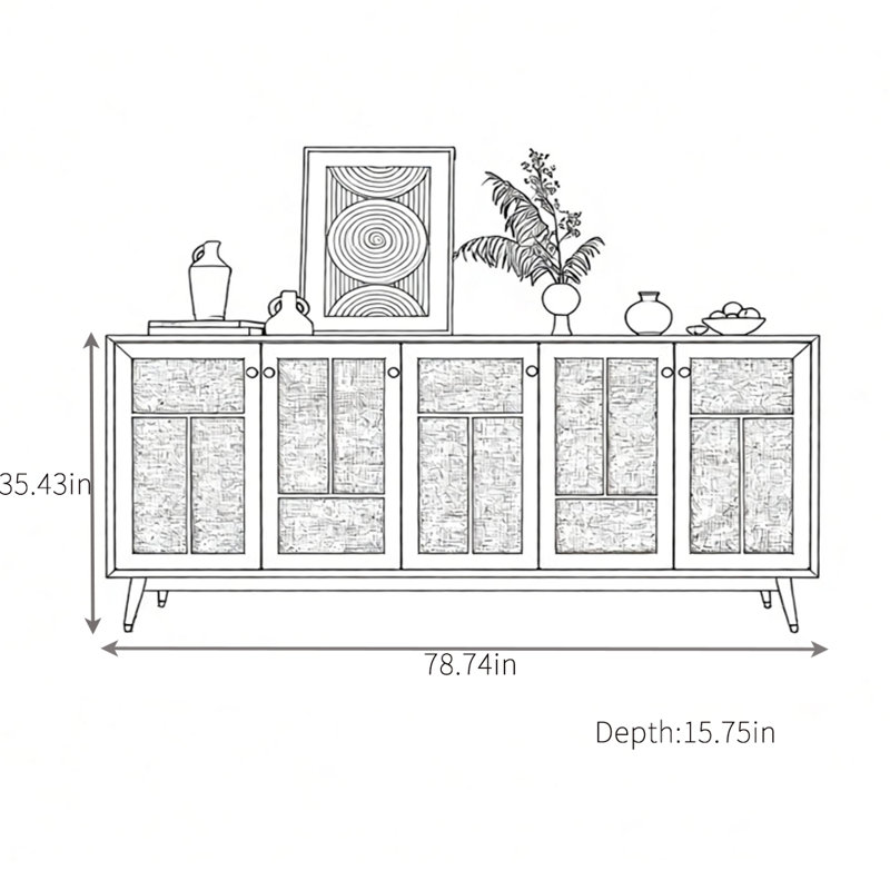Buffet pratique haut de gamme Bodiam, H 35,43 po x l 78,74 po x P 15,75 po